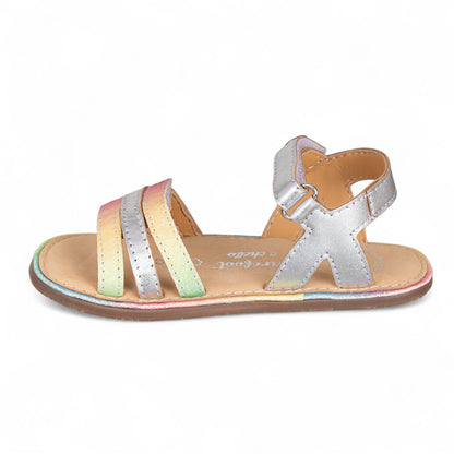 Sandalia barefoot piel metalizada arcoiris y plata - Chetto