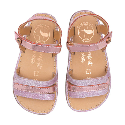 Sandalia barefoot piel metalizada rosa - Chetto