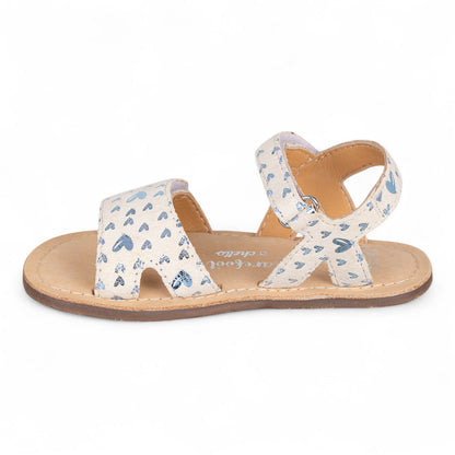 Sandalia barefoot piel arena con corazones - Chetto