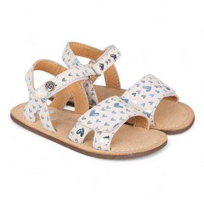 Sandalia barefoot piel arena con corazones - Chetto
